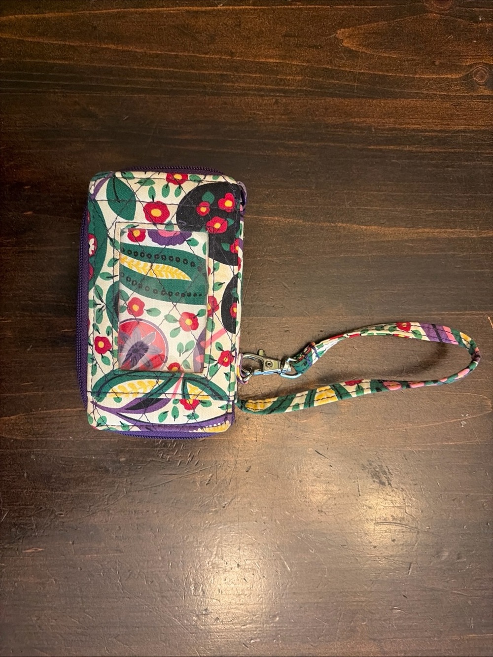 Vera Bradley Viva La  Vera Floral Pattern Wristlet Wallet in Purple, Green & Red